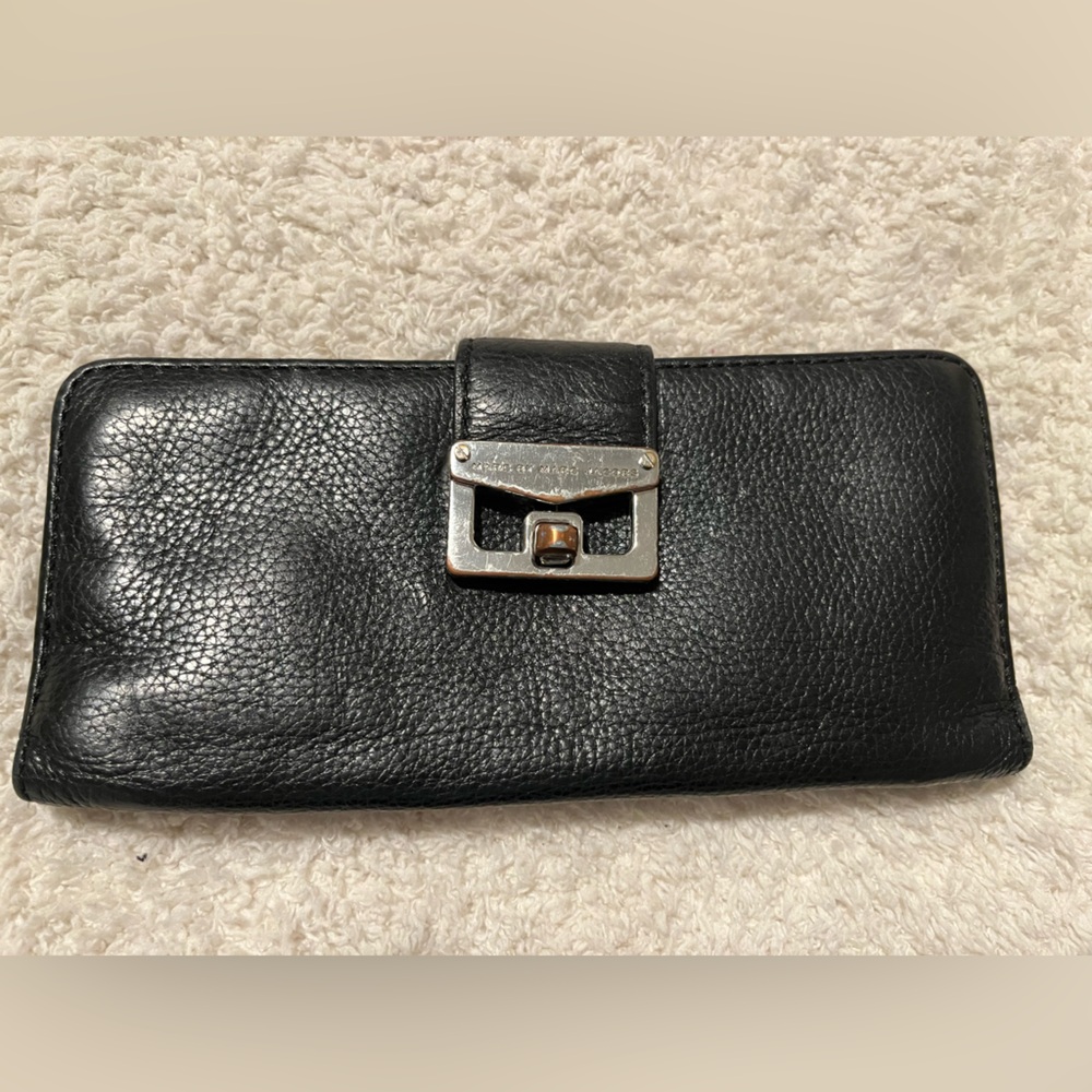 Marc by Marc Jacobs Black Leather Wallet with Silver Buckle